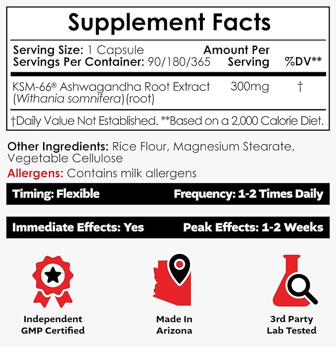 Nootropics Depot KSM-66 Ashwagandha Capsules | 300mg | 90 Count | Withania somnifera Extract | Ayurvedic Herb | Adaptogen Supplement | Promote Relaxation*