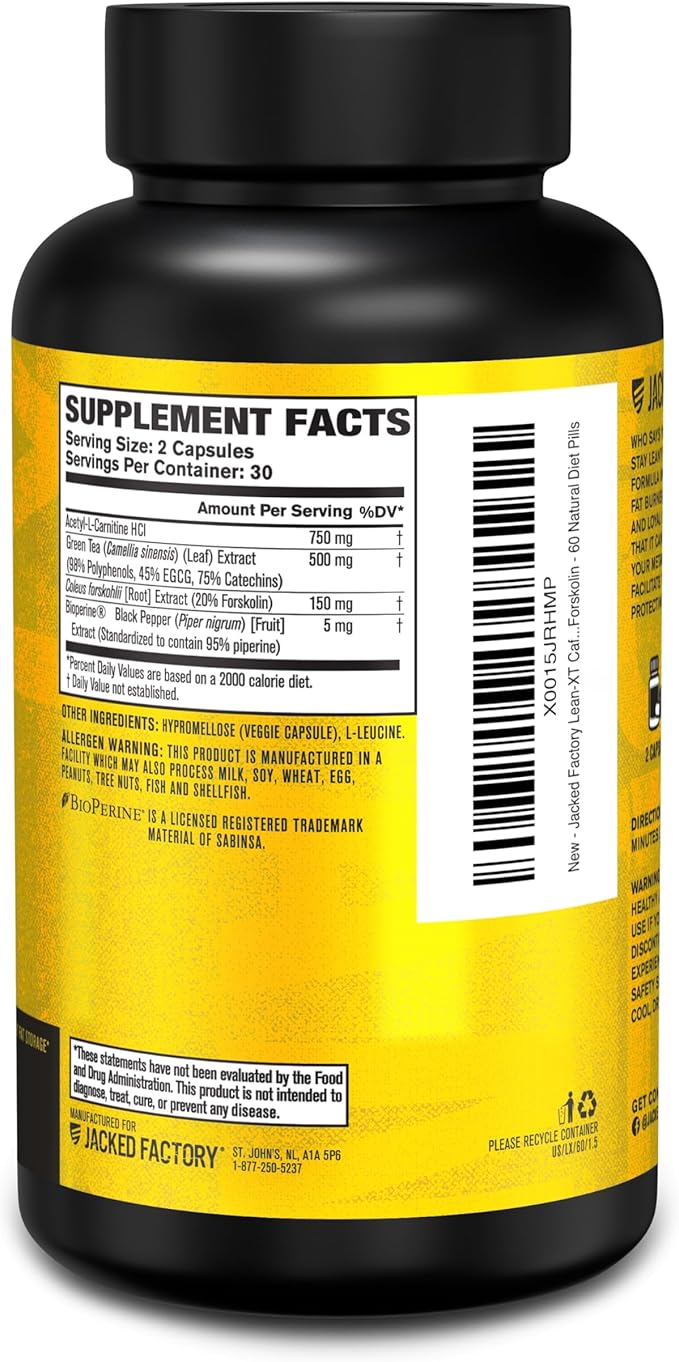 Jacked Factory Burn-XT Clinically Studied Thermogenic Fat Burner (120 Capsules), Lean PM Nighttime Fat Burner and Sleep Aid (120 Capsules), Lean-XT Caffeine-Free Weight Loss Supplement (60 Capsules)