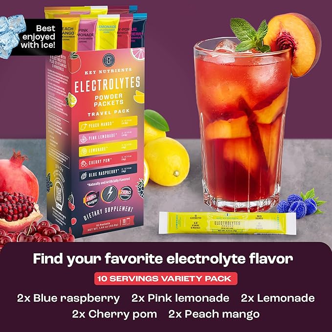 KEY NUTRIENTS Ultimate Hydration & Energy Bundle: Variety Pack 5 Flavor Multivitamin Electrolyte Powder 10 Pack & Watermelon Electrolyte 20 Packet – Sugar-Free, Zero Calories