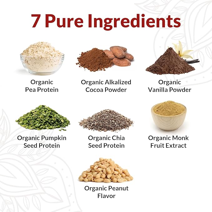 Chocolate Peanut Butter Vegan Protein Powder Sample Pack – 20g Organic Plant-Based Protein Smoothie & Shake Ready – Gluten-Free, Dairy-Free, Clean, Easy to Digest – 16 Single Servings