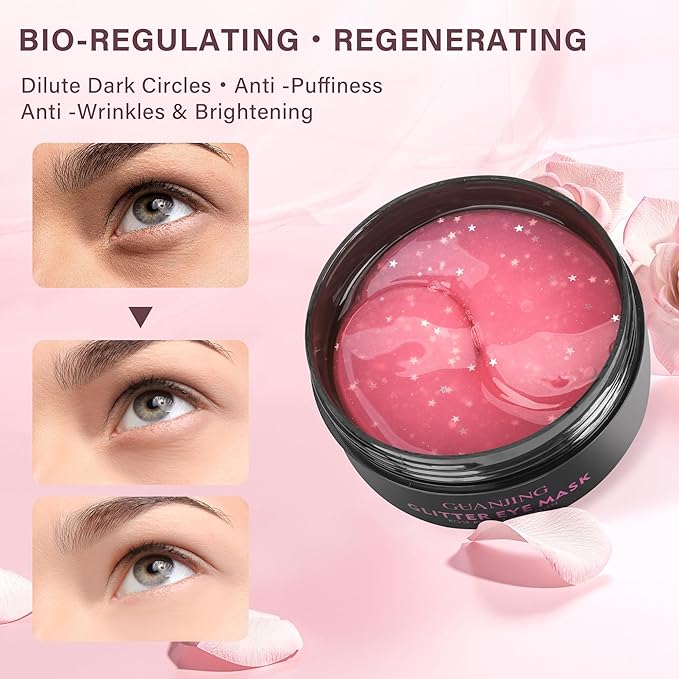 Under Eye Mask (30 Pairs),Under Eye Patches for Dark Circles,Puffiness and Eye Fatigue,Shimmering Eye Masks with Hyaluronic Acid Niacinamide,For Women and Men, Anti-Aging Eye Masks (Pink)