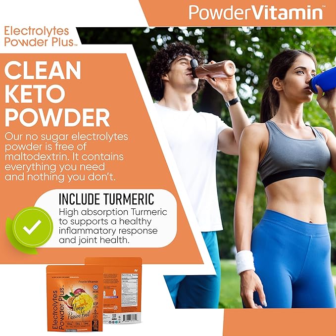 Electrolytes Powder Plus (20 Servings) Mango Passionfruit Electrolyte Powder Zero Calorie Keto,0 Sugar,No Maltodextrin,1000mg Potassium,120mg Calcium,120mg Magnesium, Pink Himalayan Salt