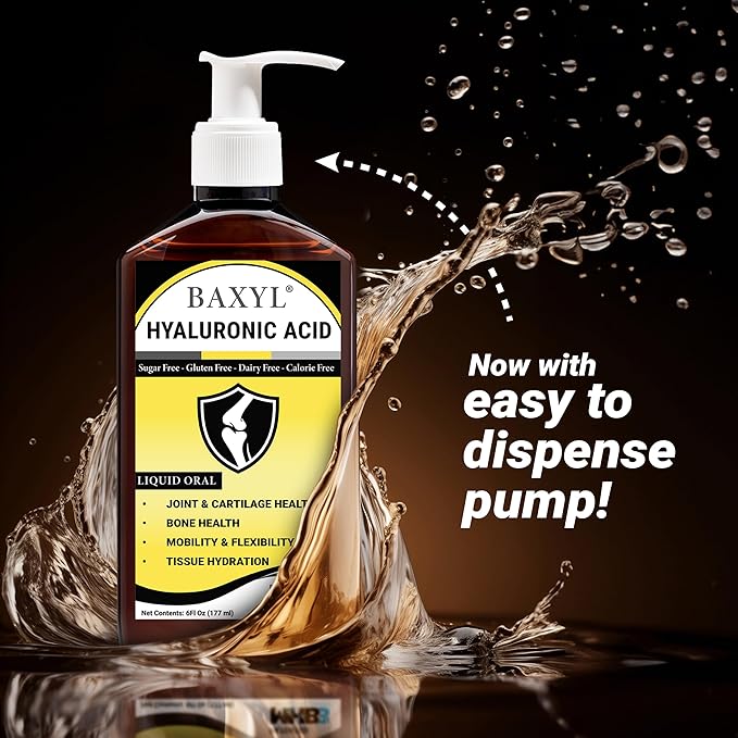 BAXYL® - Liquid Hyaluronic Acid for Joint Relief Supplement (Vegan, Gluten-Free, Non-GMO, Patented Oral MHB3) | 6 Oz, 36 Day Supply