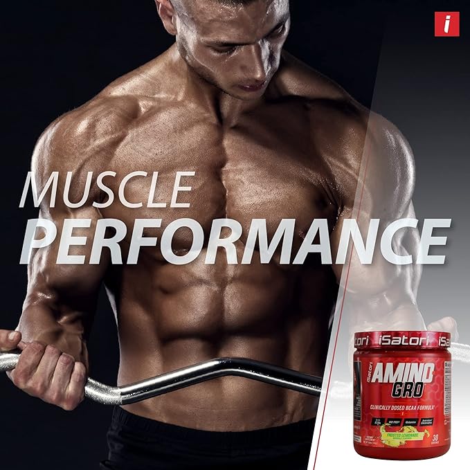 iSatori Amino-GRO BCAA Powder, Branched Chain Amino Acids with Glutamine, Electrolyte Powder & Bio-GRO Bio-Active Peptides for Muscle Growth & Post Workout Recovery, Frosted Lemonade (30 Servings)