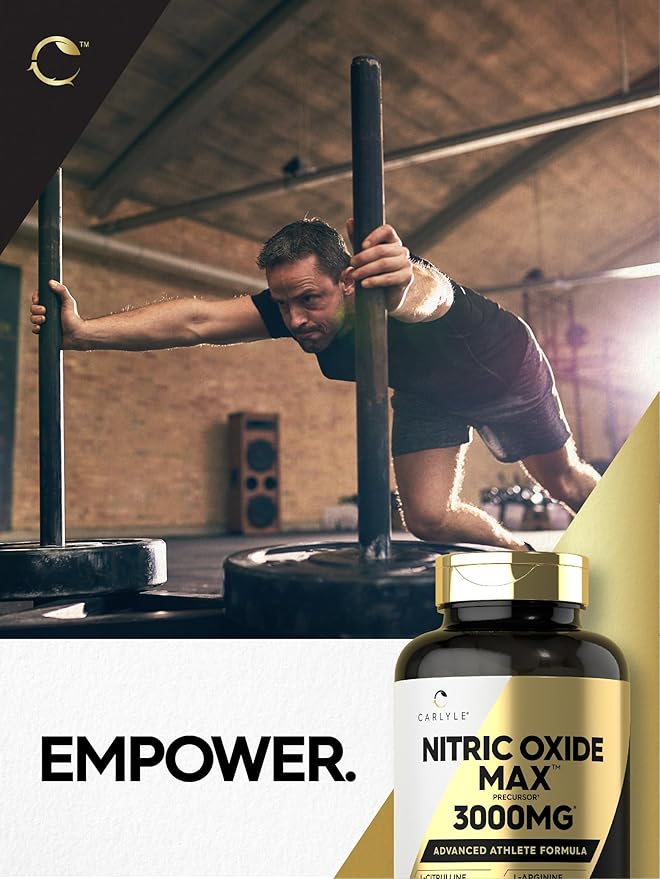Carlyle Nitric Oxide Supplement 3000mg | for Men and Women | 120 Capsules | Pre Workout with L-Arginine & L-Citrulline | Non-GMO, Gluten Free