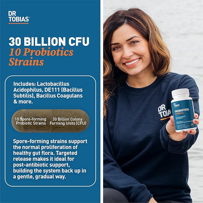 Dr. Tobias Probiotics 30 Billion & Deep Immune with Prebiotics for Digestion & Gut Health