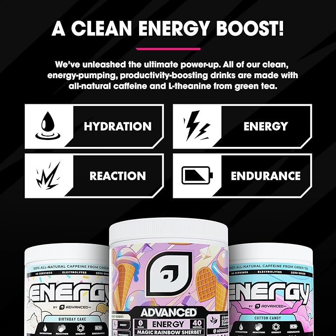 Advanced Energy - Energy Boosting Formula with Electrolytes for Hydration - L-Theanine to Combat Jitters - Sugar Free & Keto Friendly - No Maltodextrin (40 Servings) (Lychee)