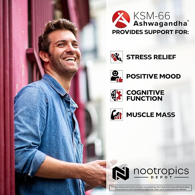 Nootropics Depot KSM-66 Ashwagandha Capsules | 300mg | 90 Count | Withania somnifera Extract | Ayurvedic Herb | Adaptogen Supplement | Promote Relaxation*