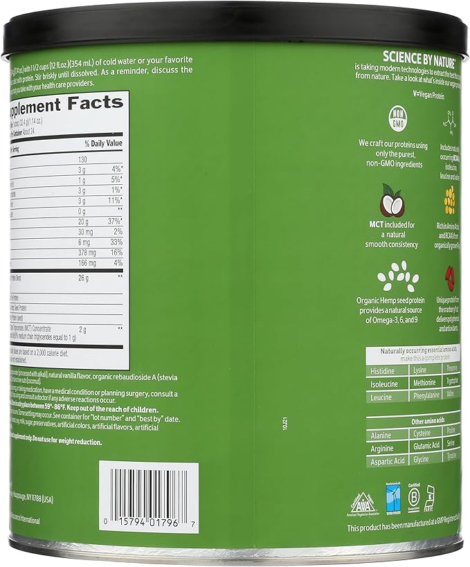 Biochem 100% Vegan Protein, Natural Amino Acids, Gluten Free, Keto, Non Whey, Pea & Hemp Protein Powder for Women and Men, 24 Servings 2 LB (Chocolate)