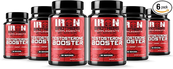 Testosterone Booster for Men - Estrogen Blocker - Supplement Natural Energy, Strength & Stamina - Lean Muscle Growth - Promotes Fat Loss - Increase Male Performance (6 Bottles)