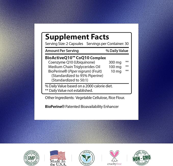 Research Verified CoQ10-100% Pure Extra Strength 300mg CoQ10 – Improved Absorption and Bioavailability with Bioperine - Boost Antioxidant Levels, Improve Cardiovascular Health, 360 Vegan Capsules