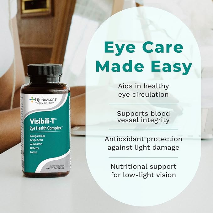 LifeSeasons Visibili-T - Vitamin Supplement for Eye Health & Vision Support - Carrot Root, Chromium, Bilberry, Ginkgo Biloba, Grape Seed Extract, Lycopene, Vitamin A, Lutein & Zeaxanthin - 60 Capsules