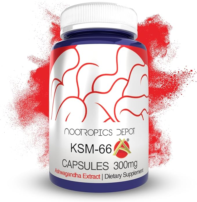 Nootropics Depot KSM-66 Ashwagandha Capsules | 300mg | 90 Count | Withania somnifera Extract | Ayurvedic Herb | Adaptogen Supplement | Promote Relaxation*