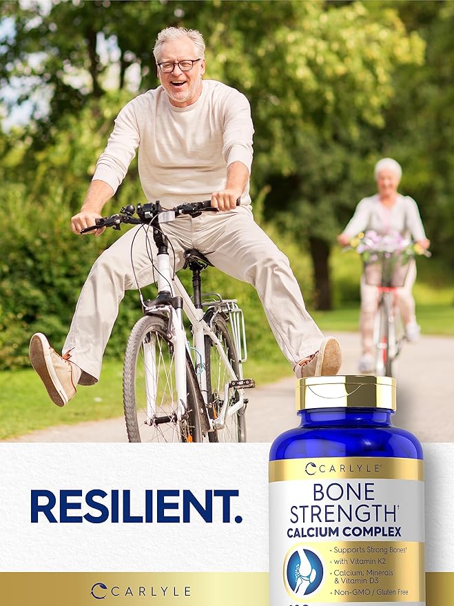 Carlyle Bone Strength Calcium Complex Supplement | with Vitamin D3, Magnesium, K2, Zinc & Boron | 120 Capsules | Non-GMO, Gluten Free