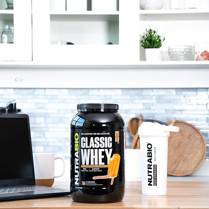 NutraBio Classic Whey Protein Powder- 25G of Protein Per Scoop - Full-Spectrum Amino Acid Profile - No Fillers, Artificial Colors, Preservatives - Orange Dream, 2 Pounds