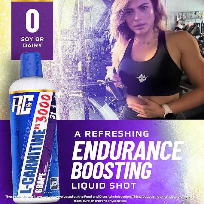 Ronnie Coleman Signature Series L-Carnitine XS 3000 Liquid, Amino Acids Metabolism and Lean Muscle Strength Support, Stimulant Free, Sugar Free, Zero Carbs, Grape, 16 Oz
