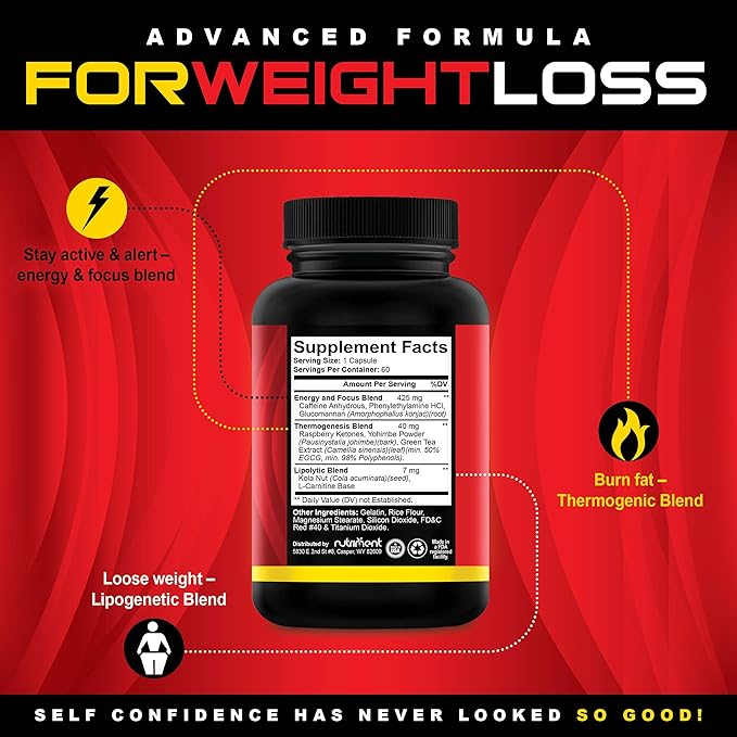 Ultra Powerful Diet Pills for Women and Men - Natural Metabolism Booster, Appetite Suppressant - Thermogenic Fat Burner - Energy and Focus Blend - Best Performing Weight Loss Supplement
