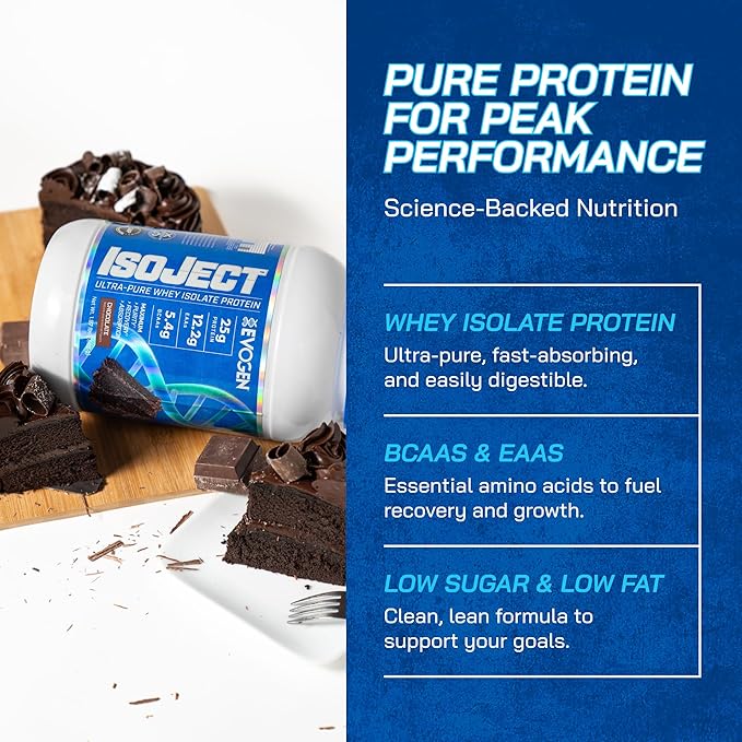 Evogen Isoject - Whey Protein Isolate | Ultra-Pure Whey Protein Powder with Ignitor Enzymes, BCAAs, and EAAs | Enhanced Absorption & Recovery | Chocolate | 25 Servings