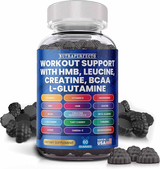 Sugar Free Workout Recovery Gummies with HMB, Leucine, Creatine, BCAA, Natural Vegan Supplements for Pre Post Athletes, Gym Enthusiasts & Active Lifestyles - Boost Energy, Endurance & Muscle Repair