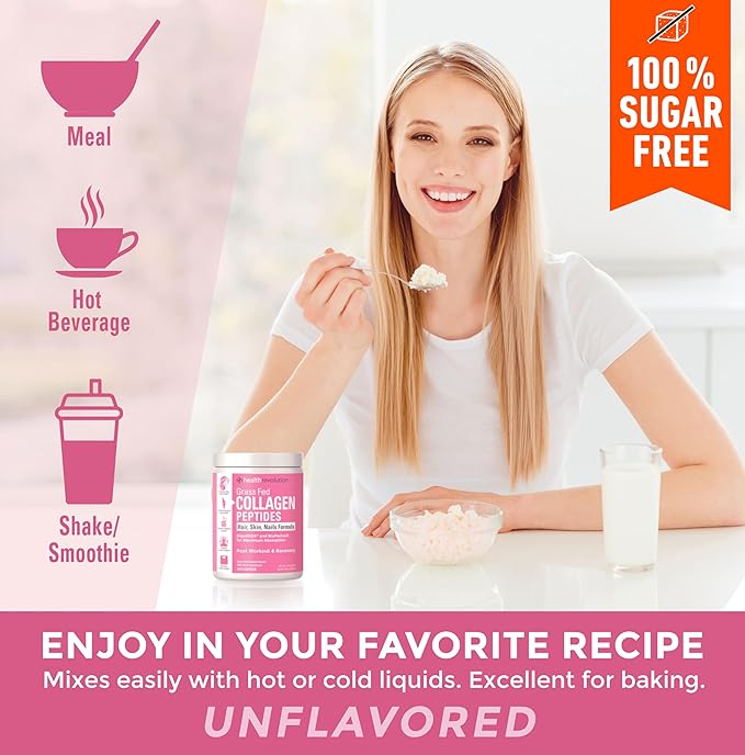 Hydrolyzed Collagen Peptides Powder - Skin, Hair, Nails & Joint Support, Grass-Fed Collagen Enhanced with Probiotics, Digestive Enzymes, Types I & III - Non-GMO, Gluten-Free, Unflavored, 35 Servings