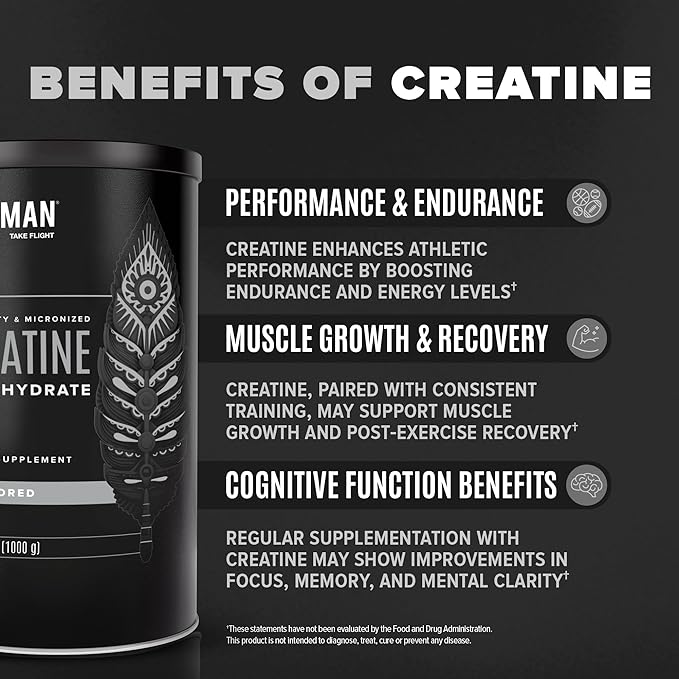 Micronized Creatine Monohydrate Powder, Muscle Recovery, Caffeine Free, Creatine Pre Workout, Vegan, Post Workout, Gluten Free, Sugar Free | 80 Servings (5 Grams Each) | 0.8lb