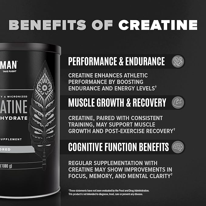 Micronized Creatine Monohydrate Powder, Muscle Recovery, Caffeine Free, Creatine Pre Workout, Vegan, Post Workout, Gluten Free, Sugar Free | 200 Servings (5 Grams Each) | 2.2lb.