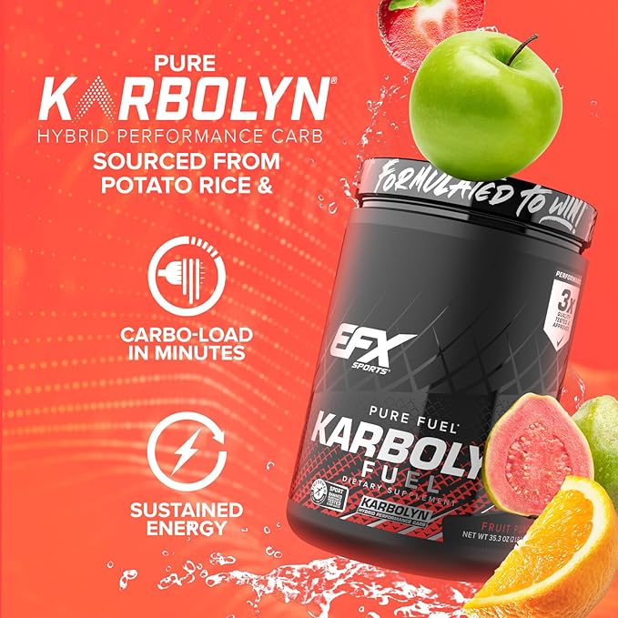 EFX Sports Karbolyn Fuel | Fast-Absorbing Carbohydrate Powder | Carb Load, Sustained Energy, Quick Recovery | Stimulant Free | 18 Servings (Fruit Punch)