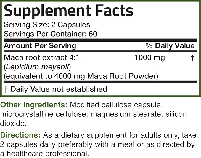 Bronson Maca Root Extra Lepidium Meyenii, Non-GMO, 120 Vegetarian Capsules