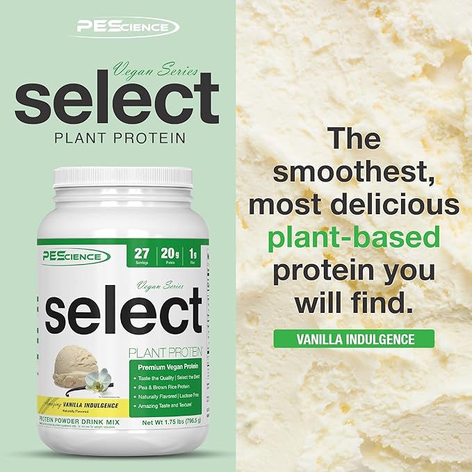 PEScience Select Vegan Plant Based Protein Powder, Vanilla, 27 Serving, Premium Pea and Brown Rice Blend