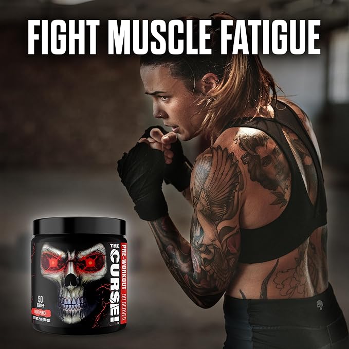 JNX SPORTS The Curse! Pre Workout Powder - Fruit Punch 50 Servings | Preworkout: Boost Strength, Energy + Focus for Men & Women | Caffeine, Beta-Alanine, Creatine & L-Citrulline
