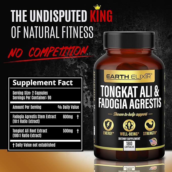 Fadogia Agrestis & Tongkat Ali for Men – Non-GMO, Pure 2-in-1 Tongkat Ali & Fadogia Agrestis for Men and Woman – Natural Energy, Hormonal & Fitness Support – 180 Longjack Capsules