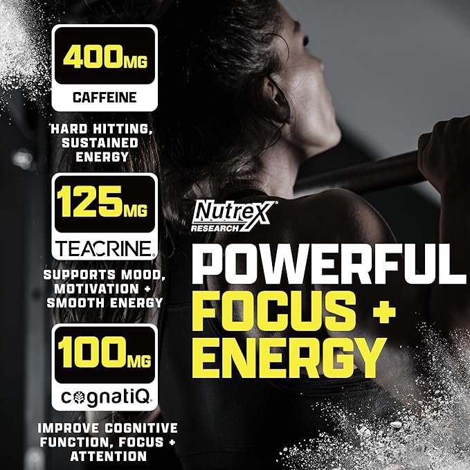 OUTLIFT Amped Max Dosed HIGH STIM Pre Workout Powder, 6G Citrulline, 3.2G Beta Alanine, Alpha GPC, CognatiQ, Extreme Energy, Massive Pumps, Electrolytes, Nootropics Blueberry Lemonade - 22 Serv