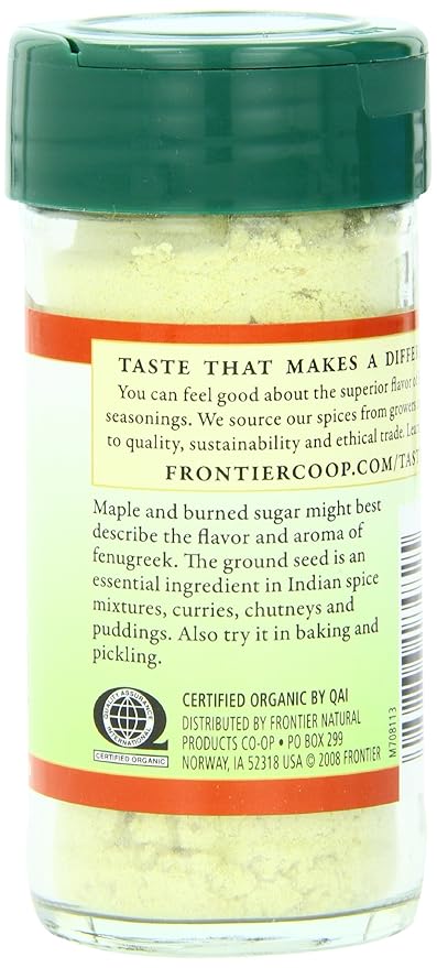 Frontier Organic Fenugreek Seed, Ground, 2 Ounce (Pack of 12)