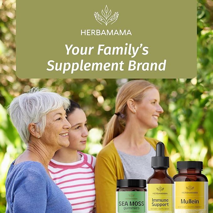 HERBAMAMA Liquid Immune Support Drops - Vegan Echinacea Goldenseal Tincture with Ginger Root & Elderberry - Non-GMO, Alcohol & Sugar-Free Supplement with Immune Support Herbs, 28-Day Supply