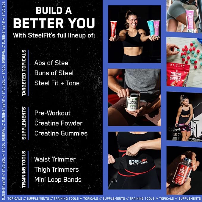 SteelFit Creapure Creatine Monohydrate Gummies for Men & Women, Blue Raspberry - Gym Workout Nutritional Supplements for Muscle Gain, Brain Health & Strength Building Dietary Supplement, 120 Gummies