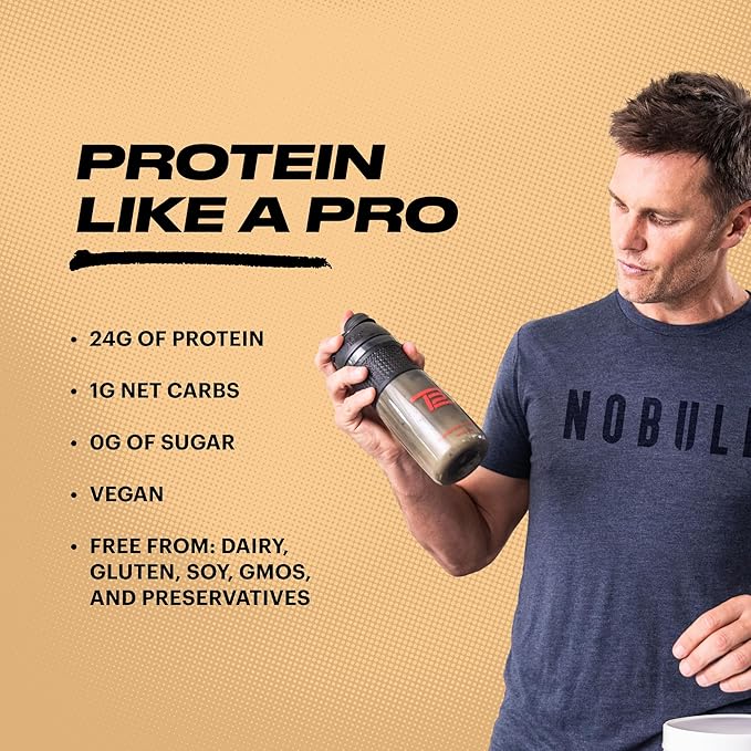 TB12 Plant Based Protein Powder by Tom Brady, 24g of Vegan Pea Protein, Low Sugar, Low Carb, Non-GMO, Meal Replacement, Keto Friendly, Paleo, Sugar Free, Vanilla Flavor (1.12 Ounce, Pack of 12)