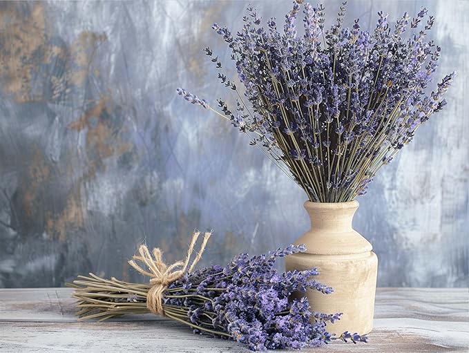 Dried Lavender 4 Bunches 100% Fresh Natural Purple Bouquet Flowers for Bathroom Photo Props Crafts (200g/7oz), 15-17" for Shower Weeding Vase Decor, Aromatherapy Home Fragrance(400-440 Stems Total)