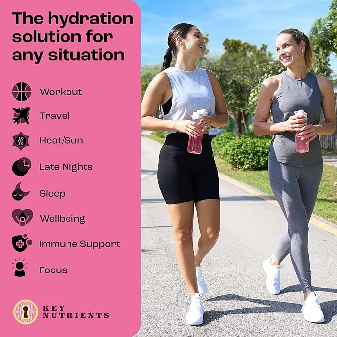 KEY NUTRIENTS Electrolytes Powder Packets - Fresh Pink Lemonade 40 Pack Hydration Packets - Travel Hydration Powder - No Sugar, No Calories, Gluten Free - Made in USA