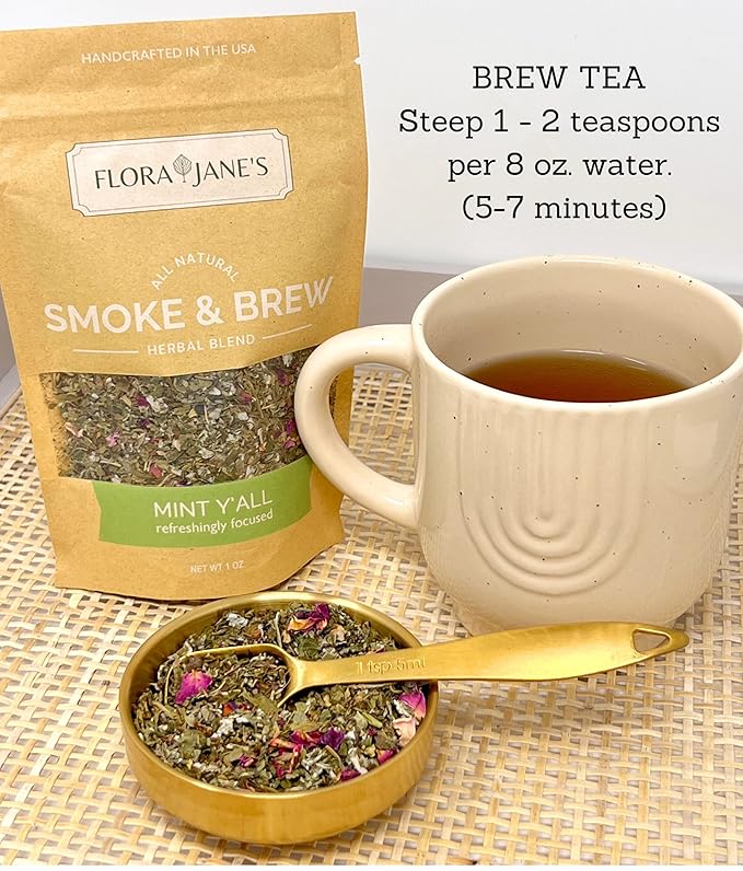 Herbal Blend for Smoke and Tea - Smoke & Brew Sweet Dreams for Relaxation and Sleep - Lavender and Chamomile - Organic and Wildcrafted Herbs - 1oz