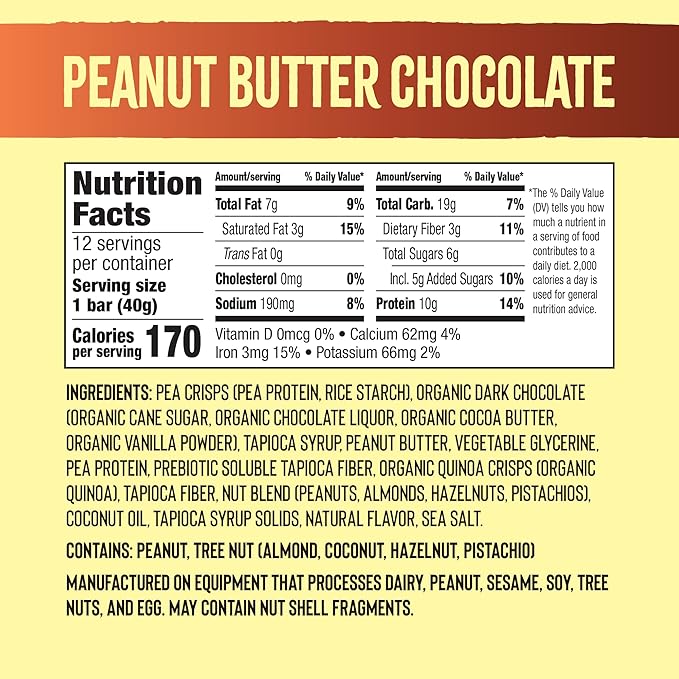 Mezcla Vegan Protein Bars, Gluten Free Snack Made with Pea Protein, Chocolate Chips and Other Premium Ingredients, Healthy Snacks, Peanut Butter Chocolate, 10g of Protein, 12 Pack