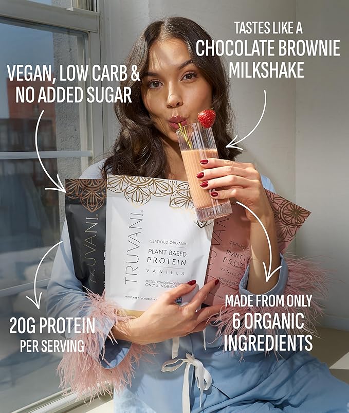Truvani Vegan Pea Protein Powder | Chocolate | 20g Organic Plant Based Protein | 10 Servings | Keto | Gluten & Dairy Free | Low Carb | No Added Sugar