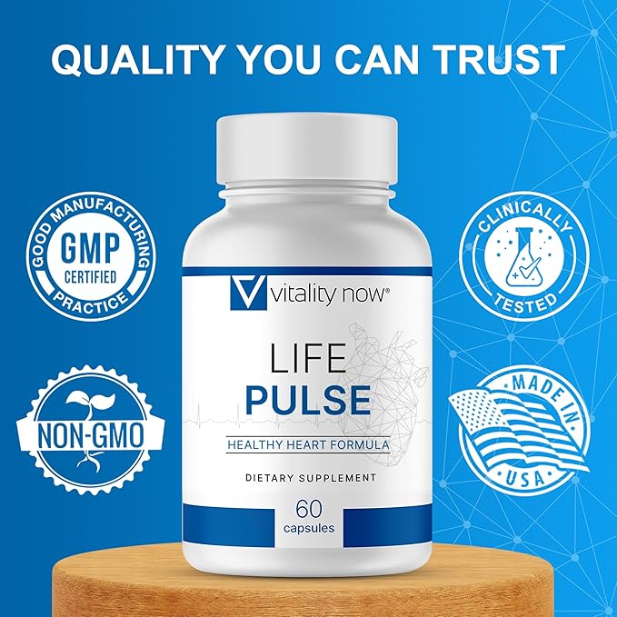 Life Pulse Natural Heart Health Supplement – 7 Power Ingredients for Blood Pressure & Cardiovascular Support – Non-GMO Formula for Men & Women – Made by Former NASA Scientist (Pack of 1)