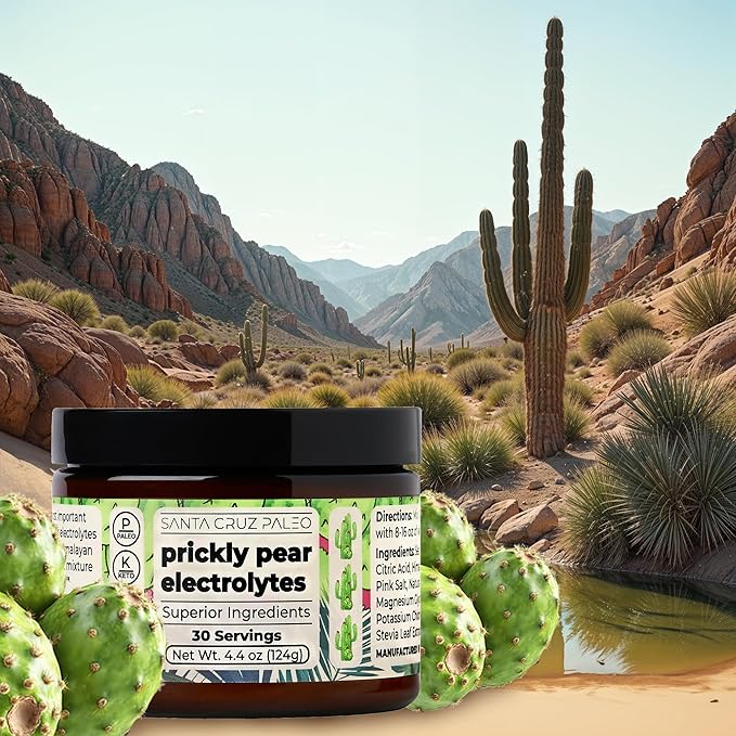 Santa Cruz Paleo Electrolyte Powder Prickly Pear with Himalayan & Sea Salt, Magnesium, Potassium, Sugar-Free, 30 Servings