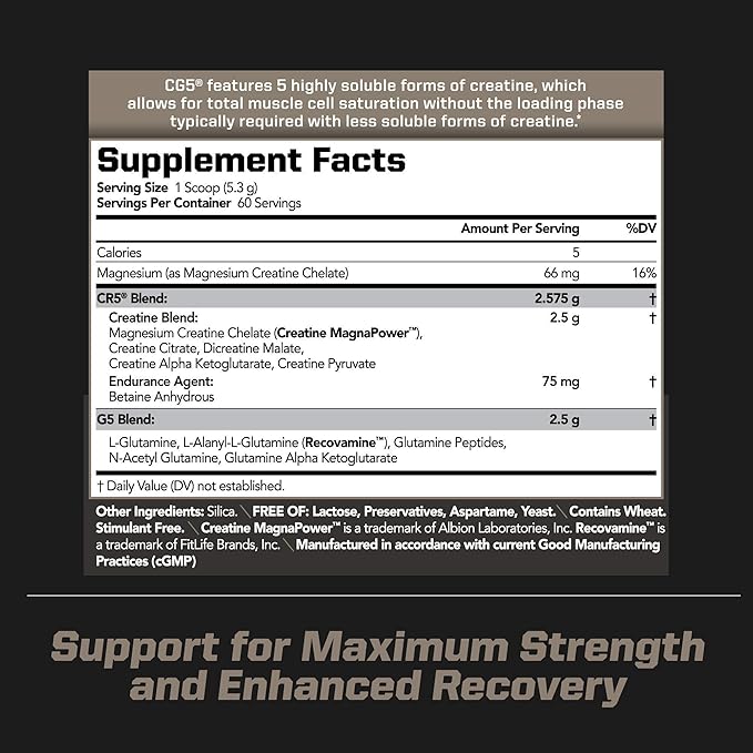 PMD Sports CG5 - Premium Creatine and L-Glutamine Powder (60 Servings) & PMD Sports BCAA Charged Amino Acids for Enhanced Recovery – Cherry Limeade (30 Servings)