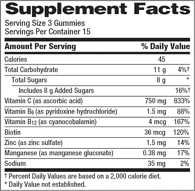 Emergen-C 750mg Vitamin C Gummies for Adults, Immune Support Gummies, Gluten Free, Strawberry, Lemon and Blueberry Flavors - 45 Count