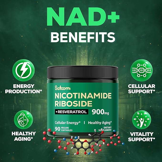 Satoomi NAD+ Supplement with Liposomal Nicotinamide Riboside 900 mg NR, Resveratrol, Quercetin - 90 Count