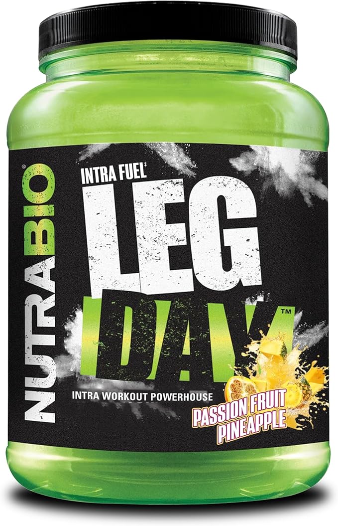 NutraBio Leg Day Intra Carb Supplement – Advanced Carbohydrate Complex – Amino Acid EAA/BCAA Formula – Electrolyte Blend for Recovery and Performance, Passion Fruit Pineapple, 20 Servings