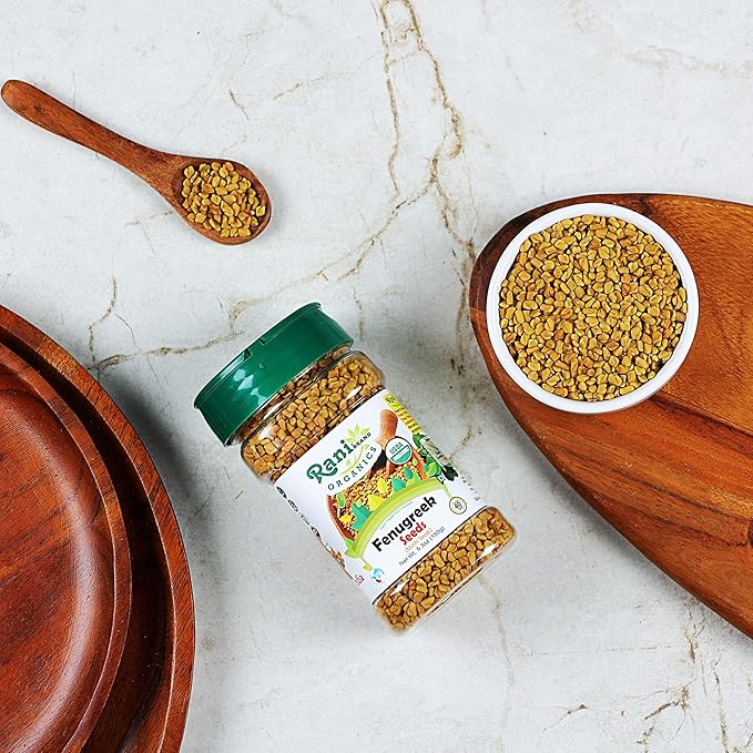 Rani Organic Fenugreek (Methi) Seeds Whole 5.29oz (150g) PET Jar, Trigonella Foenum Graecum ~ All Natural | Vegan | Gluten Friendly | NON-GMO | Indian Origin | USDA Certified Organic