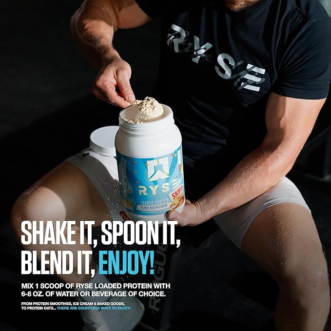 Ryse Loaded Protein Powder - Mint Chip Ice Cream - 25g Whey Protein Isolate & Concentrate with Prebiotic Fiber & MCTs - Low Carb, Low Sugar, Digestive-Friendly - 27 Servings / 2 lb Tub