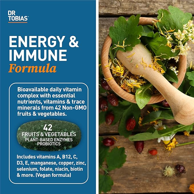 Dr. Tobias Omega 3 Fish Oil and Adult Multivitamin Includes Probiotics and Plant-Based Enzymes Promoting Overall Health - Made with Wholefoods